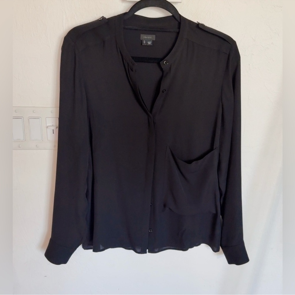 Theory s/p silk button down woman’s blouse